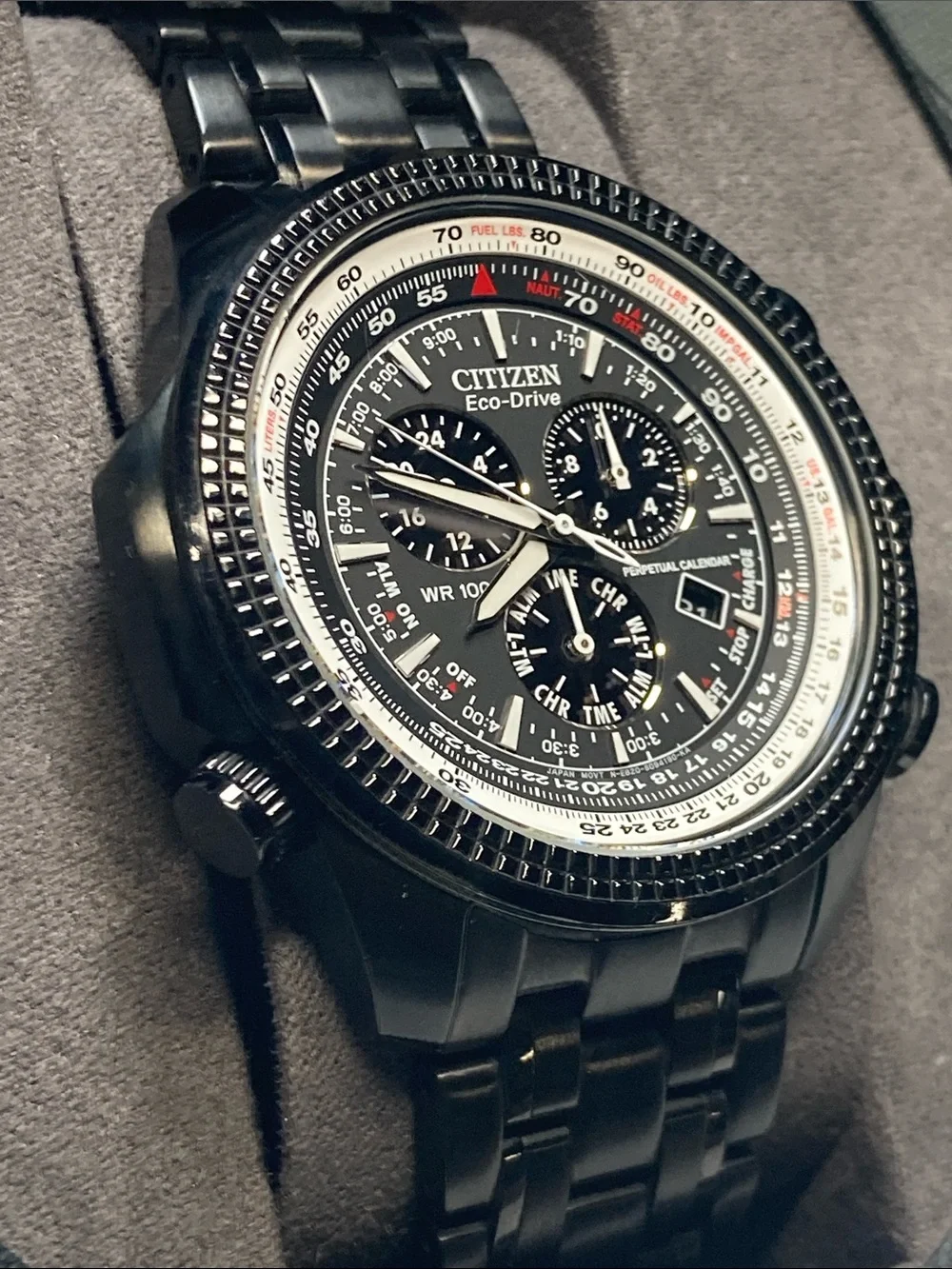 Citizen eco drive E820-S078423, Black Stainless Steel Multi-Function watch